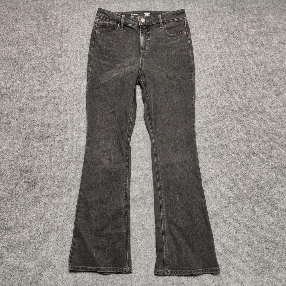 Old Navy Extra High-Rise Flare Jeans Womens 2 Gray Charcoal Slim Shaping Denim